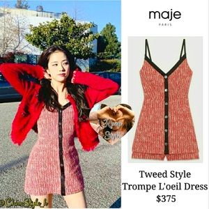 MAJE - Tweed Style Trompe L'oeil Dress